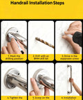 Handrail installation steps for Tough As Nails Wall Mount Grab Bars 12 Inch 2 Pack In Matte Black 304 Stainless Steel Supports Up To 500 Lbs.