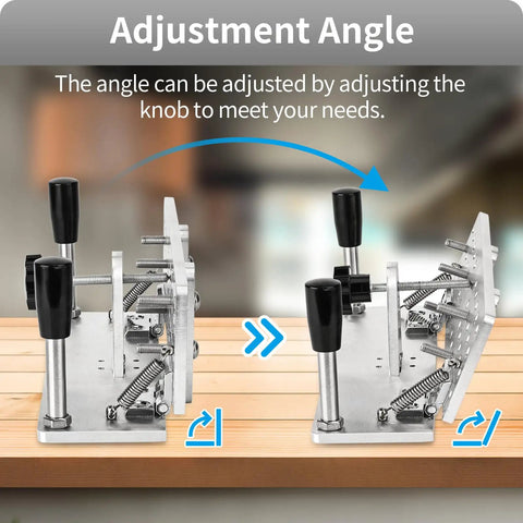 Hefty Aluminum Belt Sander Knife Jig Featuring Smooth Adjustable Angle Grinding Guide for precise angle adjustment mechanism.