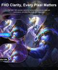 Close-up artwork showing the detail of 1920x1080 resolution, highlighting visual clarity for gaming performance.