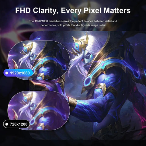 Close-up artwork showing the detail of 1920x1080 resolution, highlighting visual clarity for gaming performance.