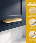 Brushed Gold Cabinet Finger Pulls 4.72 Inch Edge Pulls for large kitchen drawers, 2 pack with screws, sleek brushed finish details