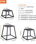 Black multi size plyometric jump box set with 12 inch, 18 inch, and 24 inch platforms for home gym training, anti-slip.
