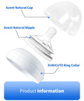 Smooth Swap Replacement Baby Bottle Nipple Ring Collars For Philips Avent Natural And Glass Bottles, showing components.