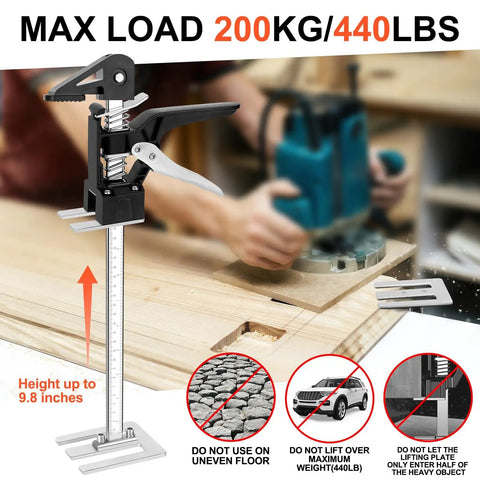Upgrade Your Kitchen Vibes With This Heavy Duty Cabinet Door Holder, 440 lbs adjustable arm jack shown in use, height 9.8 inches.