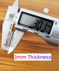 Caliper measuring 3mm thickness of Clear Glass Table Top Anti Slip Bumper Pads 3mm Thick Non Adhesive Rubber Spacers Dots
