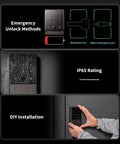 Emergency unlock methods and installation instructions for Slick Apple Home Key Smart Door Lock With Quick Scan Fingerprint Reader.