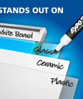 Fresh Top Shelf Dry Erase Markers With Low Odor Slick Smooth Glide Formula, Badass Durable Chisel Tips, Hella Vibrant Clean Erasable Whiteboard Pens, 12 Count Supply Stack on various surfaces including glass, whiteboard, and ceramic.