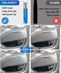 Comparison of Exact Match Touch Up Paint Pen For Chevy GMC Buick And Cadillac Ice with before and after car scratch repair results.