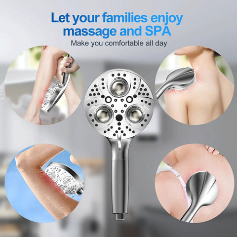 Filter Handheld Shower Head For Residual Chlorine Removal 10 Spray Modes Massage Showerhead with spa-like features