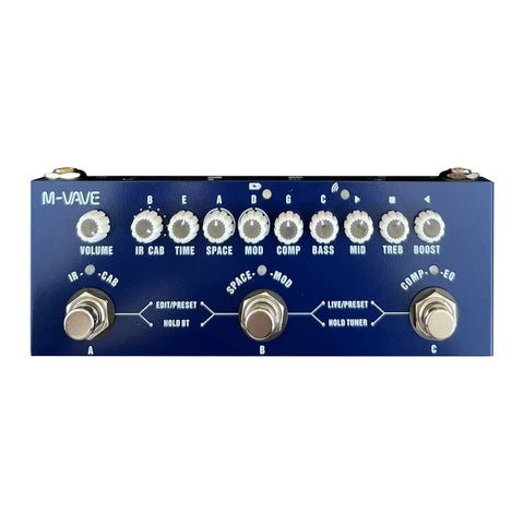 Front view of Portable Multi Effects Bass Pedal With IR Loading And 8 Amp Models For Electric Guitar with control knobs.