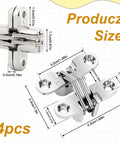 Details view of 4 Pack Stainless Steel Invisible Hinges For Doors And Cabinets With 180 Degree Hidden Cross And Swing Hinges