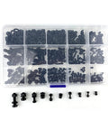 Top Shelf Heavy Duty Black Nylon Phillips Pan Head Screw And Hex Nut Assortment With 510 Metric Pieces M2 M2.5 M3 M4 M5 in storage box