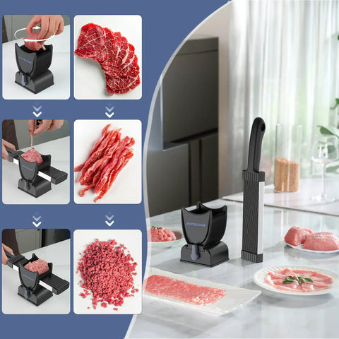 Top Shelf Manual Meat Slicer For Fresh Boneless Beef And Chicken Effortless Meal Prep Routine 2Mm Or 4Mm Adjustable Cutter Blades Durable Gray Build Kitchen Flex Tool