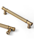 Six Pack Stripes Cabinet Pulls Antique Brass For Kitchen Cabinets And Dressers, 5.04 Inch Center To Center Vintage Zinc Alloy Aluminum Hardware