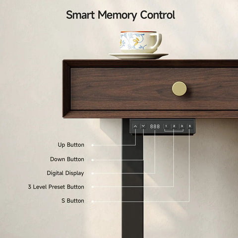 Smart memory control panel showcasing up and down buttons on Classic Mid Century Modern Electric Standing Desk 63 Inch.