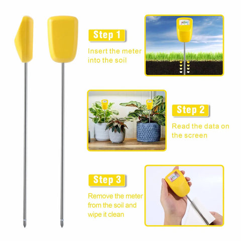 Long Stem Soil Moisture Meter For Deep Readings, Plant Hygrometer And Water Monitor, 2-pack, with step-by-step usage guide