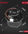 Heavy Duty Front Blower Motor For 2013 To 2016 Dodge Dart Tough Built HVAC Heating Fan Replacement Unit With Slick Airflow and dimensions shown, weighs 1.434 KG.