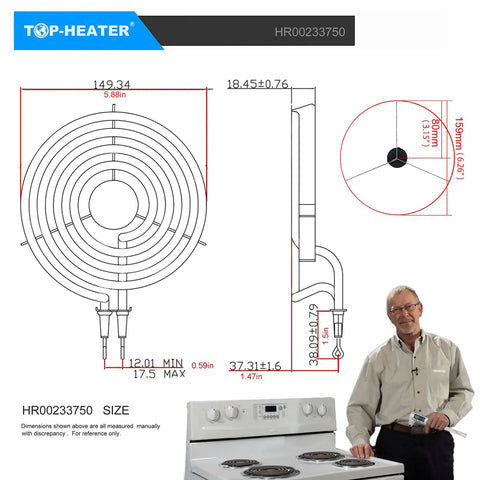 6 Inch Electric Range Burner Element Replacement Kit For MP15YA MP22YA Stovetops Fits Whirlpool Norge Hardwick Kenmore Maytag 1 Pack Includes Replacement Burner Unit For Quick Install And Solid Heat
