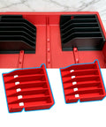 Red PACKOUT 4 Drawer Tool Box Drawer Organizer Trays with Adjustable Modular Dividers for nails and screws.