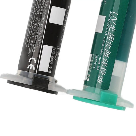 Curable Solder Ink Insulating Protective Coating For PCB Circuit Board Repair And Maintenance, Heavy Duty; black and green syringes
