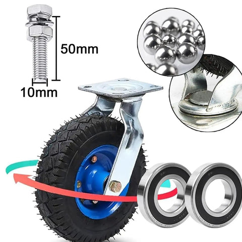 Top Shelf Heavy Duty Industrial Plate Casters With Brakes 6 8 10 Inch Furniture Wheels Set Of Two showcasing a durable rubber wheel with steel mount.