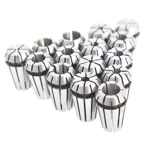 Fifteen Pack ER11 Spring Collet Set One Sixteenth Inch To Three Quarter Inch For CNC Milling Engraving And Lathe Workholding With Ultra Precision 0.0003 Inch Tolerance And Pro Grade 1065 Carbon Steel