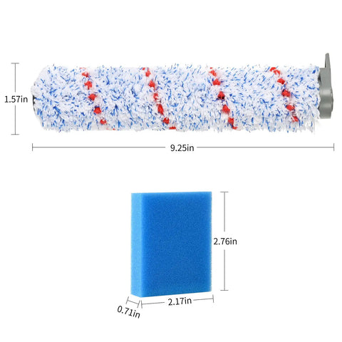 Replacement Roller Brush Kit For IFloor Complete Cordless Wet Dry Vacuum Cleaner Includes 2 Roller Brushes And 4 Pre Filter Foam