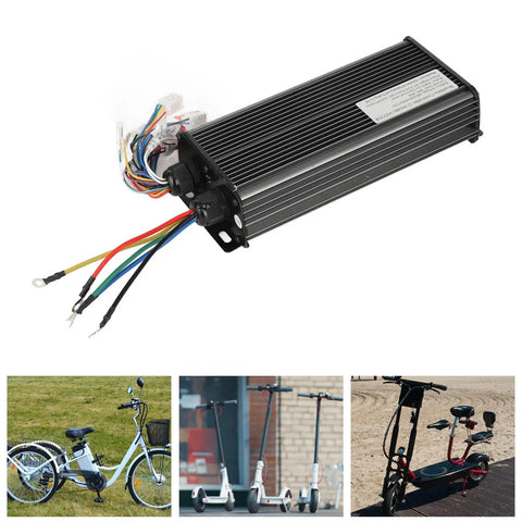 Beefy 2000W Brushless Bike Controller for E Bikes and Scooters, 18 tube aluminum housing with colorful wires visible