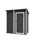 4x6 Resin Outdoor Storage Shed With 139 Cu Ft Of Space For Patio Furniture Garden Tools Bikes Beach Chairs And Lawn Mower Beefy Double Wall Construction With Steel Reinforcement Black And White