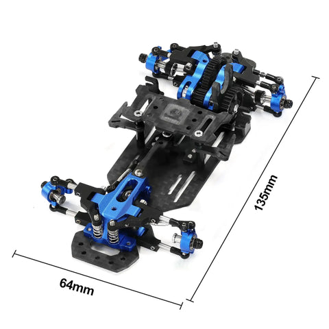 TG Racing Carbon Fiber RC Car Frame Kit 1/24 1/28 Scale Rear Wheel Drive RWD Drift Chassis with blue components