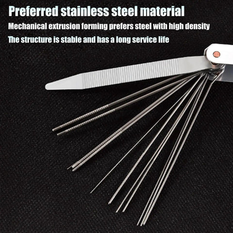 Welding Torch Tip Cleaner Set With 304 Stainless Steel Needles For Gas Holes And Carburetor Cleaning on black background