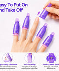 Close-up of hand with 20 Piece Nail Remover Clips Kit For Fingers And Toes Reusable Gel Soak Off Clips showcasing anti-slip design.