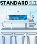 2 Inch X 10 Gac Inline Water Filter 3 8 Od Quick Connect Chlorine Taste Odor Removal For Fridge Icemaker Coffee Maker Rv Post Ro System Improves Water Flavor And Cuts Volatiles With A Gotta Have Build Quality For Crystal Clean H2o Anytime Anywhere shown with labeled dimensions in a kitchen setting.