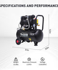 6.4 Gallon Ultra Quiet Air Compressor With Steel Tank And Wheels Oil Free 70 Decibels 110V For Spray Painting Auto Repair And Woodworking Projects