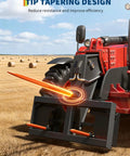 49 Inch Hay Spear With 3000 Lbs Capacity Orange Powder Coated Bale Fork For Tractors And Skid Steer Loaders Beefed Up Heavy Duty Steel