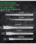 Versatile 16 Piece Punch And Chisel Set With Pro Grade Taper Punch Pin Center Punches Cold Chisels And Gauge size details