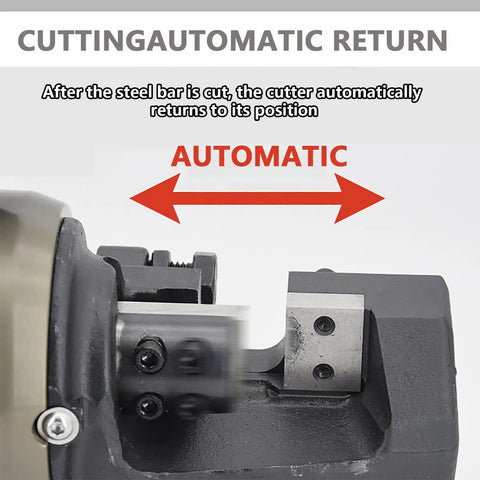 Detail of Heavy Duty Portable Electric Hydraulic Rebar Cutter for Fast Cuts 4 To 25mm Steel Bars with automatic return feature.