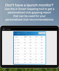Tablet displaying club gapping report, compatible with X3C Carbon Golf Launch Monitor And Simulator With Full Radar Tracking From Tee To Green.