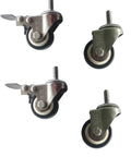 Killer 3 Inch Replacement Caster Wheels 4 Pack Silver Swivel With Brake And Fixed Without Brake, featuring durable metal and rubber design.