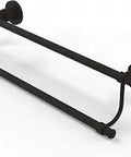 Washington Square Collection 18 Inch Double Towel Bar in Oil Rubbed Bronze solid brass build, angled view showing two rails.