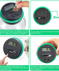 Digital Counting Piggy Bank With LCD Display For Adults 1.8L Transparent Coin Jar showing coin insertion, display, and reset button