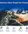 Automotive application of 55 Pcs Single Ear Hose Clamps 10.8mm To 13.3mm 304 Stainless Steel Crimp Clamps Ear Clamp Pinch Clamp Stepless Hose Clamp
