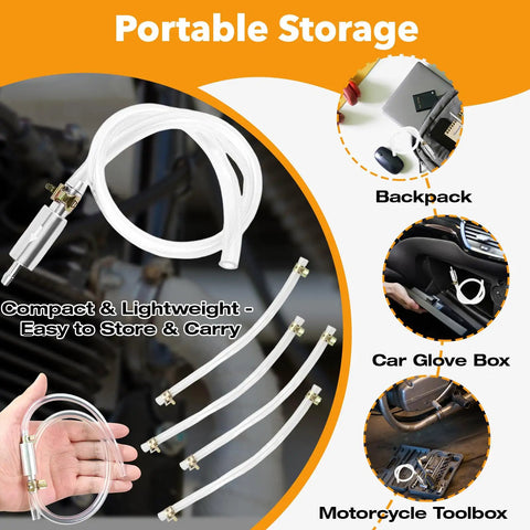 Air Free Universal Brake Bleeder Hose Kit With No Air Backflow One Way Valve for Quick Bleed, portable and easy to store.