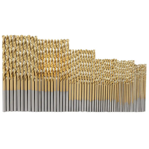 Rock Solid 60 Pc Fully Ground Micro Twist Bits Set Featuring Titanium Coating High Speed Steel For Precision Drilling In Hardwood Metal And Plastic Durable Tool Gear That Gets The Job Done Right Every Single Time. 60 gold HSS drill bits