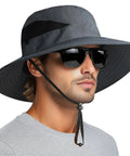 Wide Brim Bucket Hat With UPF 50 Plus Sun Protection, Breathable Mesh Vent, Great For Men And Women, Dark Gray