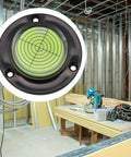 For Bullseye Bubble Level, Round Circular For Spirit Vial, Alignment Tool in black housing with green liquid and grid design.