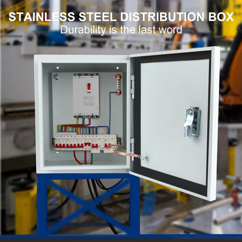 Heavy Duty Steel Electrical Junction Box For Indoor And Outdoor Use, Wall Mounted Weatherproof Metal Enclosure Open