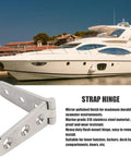 Tough As Nails Heavy Duty Strap Hinges, 1 Pair Real Deal Stainless Steel Marine Grade Hardware, Three Mounting Holes for boats.