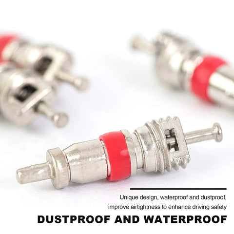 Close-up of Premium Tire Valve Core Kit 10 Pack Replacement For Cars, Motorcycles, Bicycles And Trucks with leak-proof seal