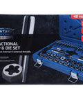 Box of Fractional Tap And Die Set, 40-Piece Steel, With Precision Formed Threads, Heat Treated, for Home Garages And Pro Shops